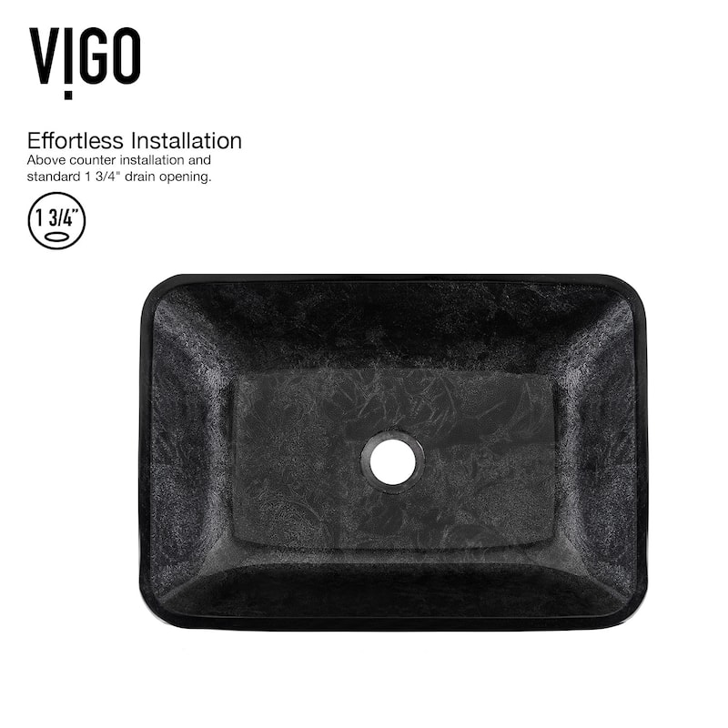 Vigo Onyx 13" Vessel Bathroom Sink with 1.2 GPM Deck Mounted Bathroom - Matte Gold