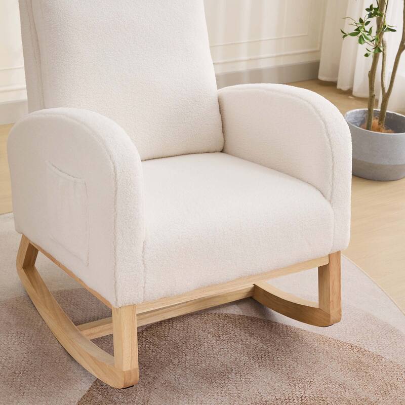 27.2"W Rocking Chair with High Back and Side Pocket