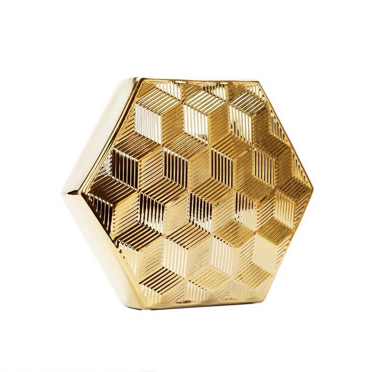 Gold Vase Hegagon Shaped