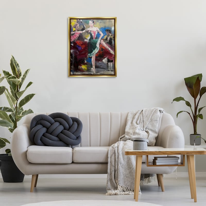 Stupell Classic Ballerina on Stage Framed Floater Canvas Wall Art Design By Lucille Lee