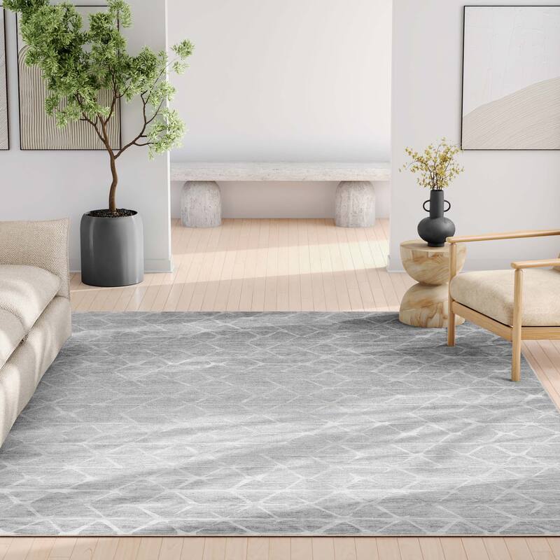 Well Woven Abstract Kintsugi Modern Geometric Flat-Weave Machine Washable Area Rug