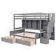 preview thumbnail 8 of 7, Gray Twin XL over Full Bunk Bed with Shelves & Staircase