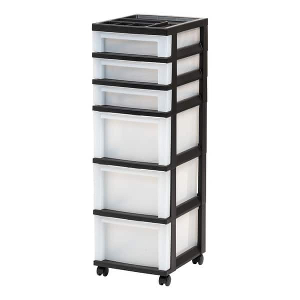 slide 2 of 4, 6-Drawer Storage Cart Black/Pearl