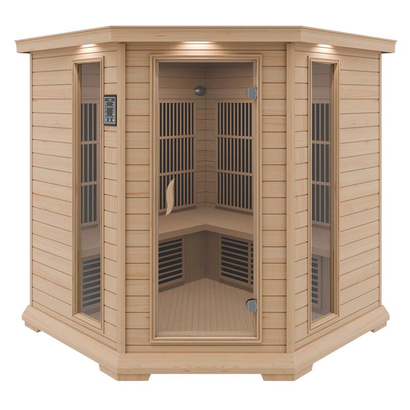 SteamSpa 5-Person 2.25KW Carbon FAR Infrared Hemlock Wooden Indoor Home Sauna Room with LED Touch Control Panel - Wood