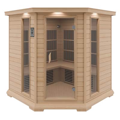 SteamSpa 5-Person 2.25KW Carbon FAR Infrared Hemlock Wooden Indoor Home Sauna Room with LED Touch Control Panel