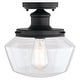 preview thumbnail 8 of 10, Collins Black Farmhouse Outdoor Flush Mount Ceiling Light Clear Schoolhouse Glass - 10-in. W x 10.5-in. H x 10-in. D