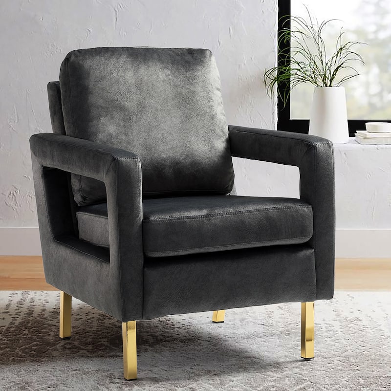 Valentina Comfy Accent Armchair with Golden Metal Legs and Removable Cushions by HULALA HOME