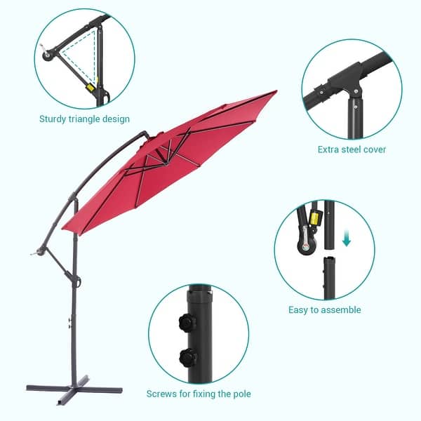 BONOSUKI 10ft Patio Offset Umbrella Outdoor Hanging Umbrella - On Sale - Bed Bath & Beyond - 33203397 BONOSUKI 10ft Patio Offset Umbrella Outdoor Hanging Umbrella - On Sale - Bed Bath & Beyond - 33203397