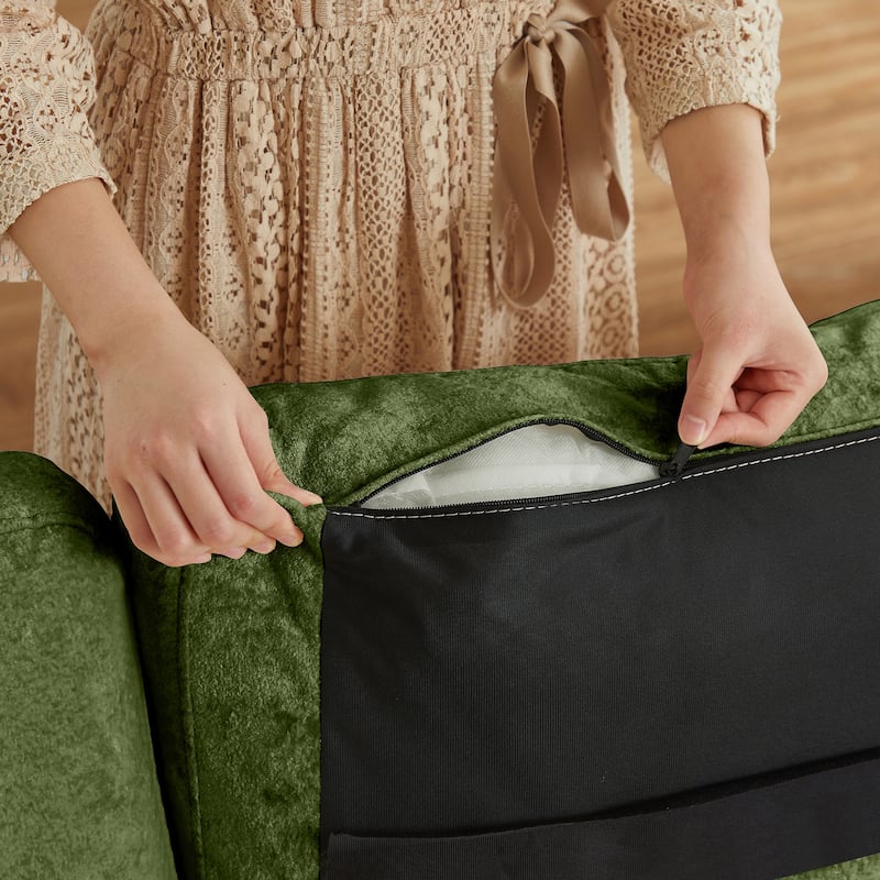 99.4" Chenille High Armrest L Shaped Sofa with Ottoman