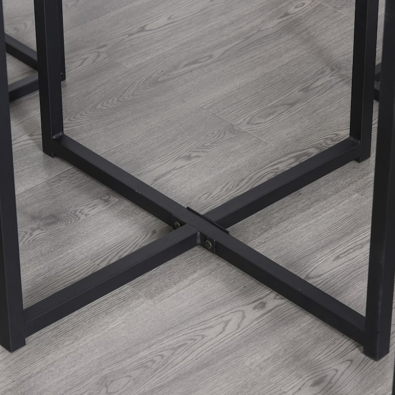 HOMCOM 5 Piece Dining Room Table Chair Set Square Board Steel Space Saving with Stools, Walnut Wood Color