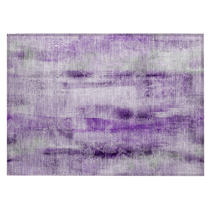 Machine Washable Indoor/ Outdoor Modern Imprints Chantille Rug