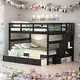 preview thumbnail 12 of 26, Full-Over-Full Stairway Wood Bunk Bed with Drawer,With Set Of Stairs,Storage and Guard Rail for Bedroom,White