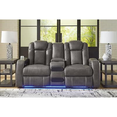 Signature Design by Ashley Fyne-Dyme Power Reclining Loveseat with Console - 74"W x 43"D x 43"H