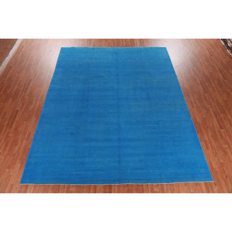 Skye Blue Modern Gabbeh Vegetable Dye Rug Hand-Knotted Wool Carpet - 10'4" x 13'0"