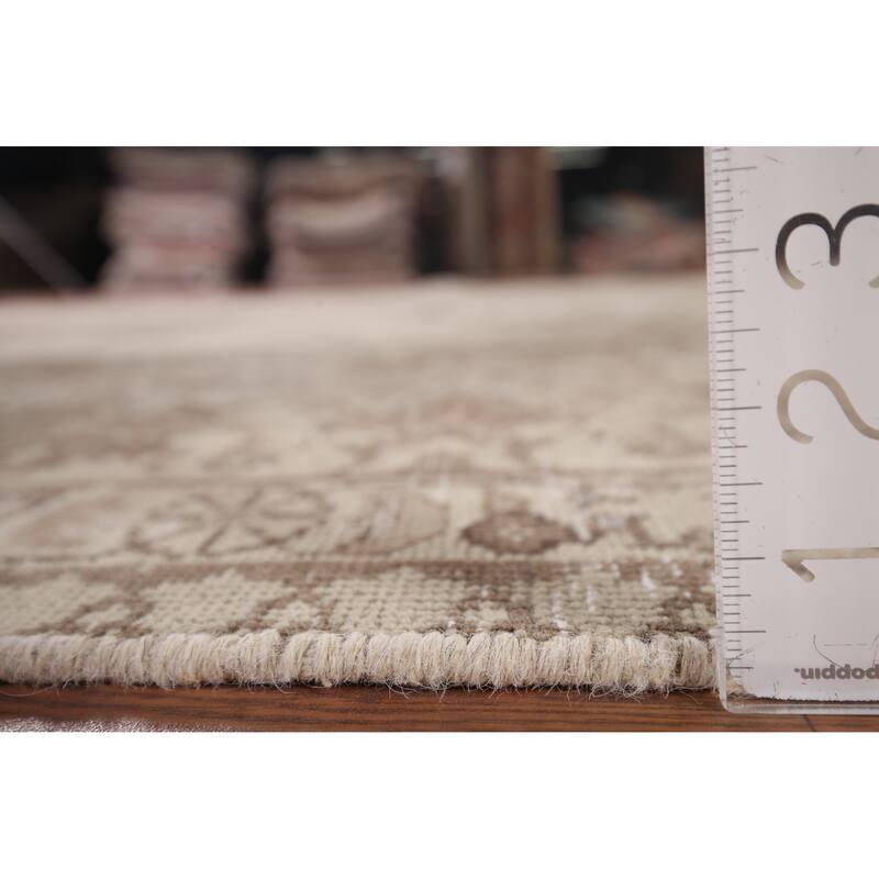 Distressed Muted Tabriz Persian Antique Rug Hand-Knotted Wool Carpet - 7'9" x 10'7"