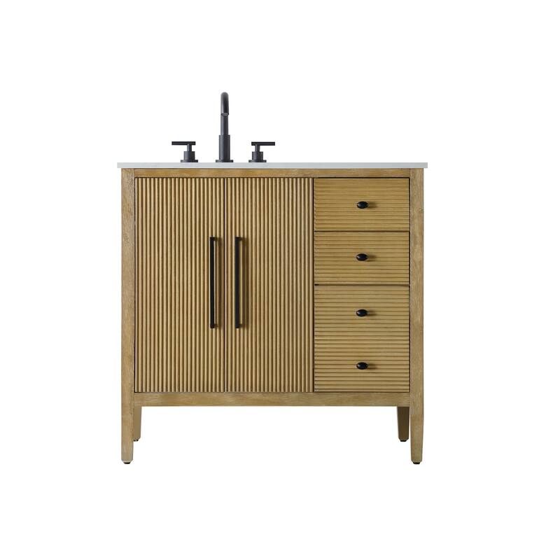 Elegant Lighting VF29636 Blakely 36" Free Standing Single Basin Vanity - Linen Oak