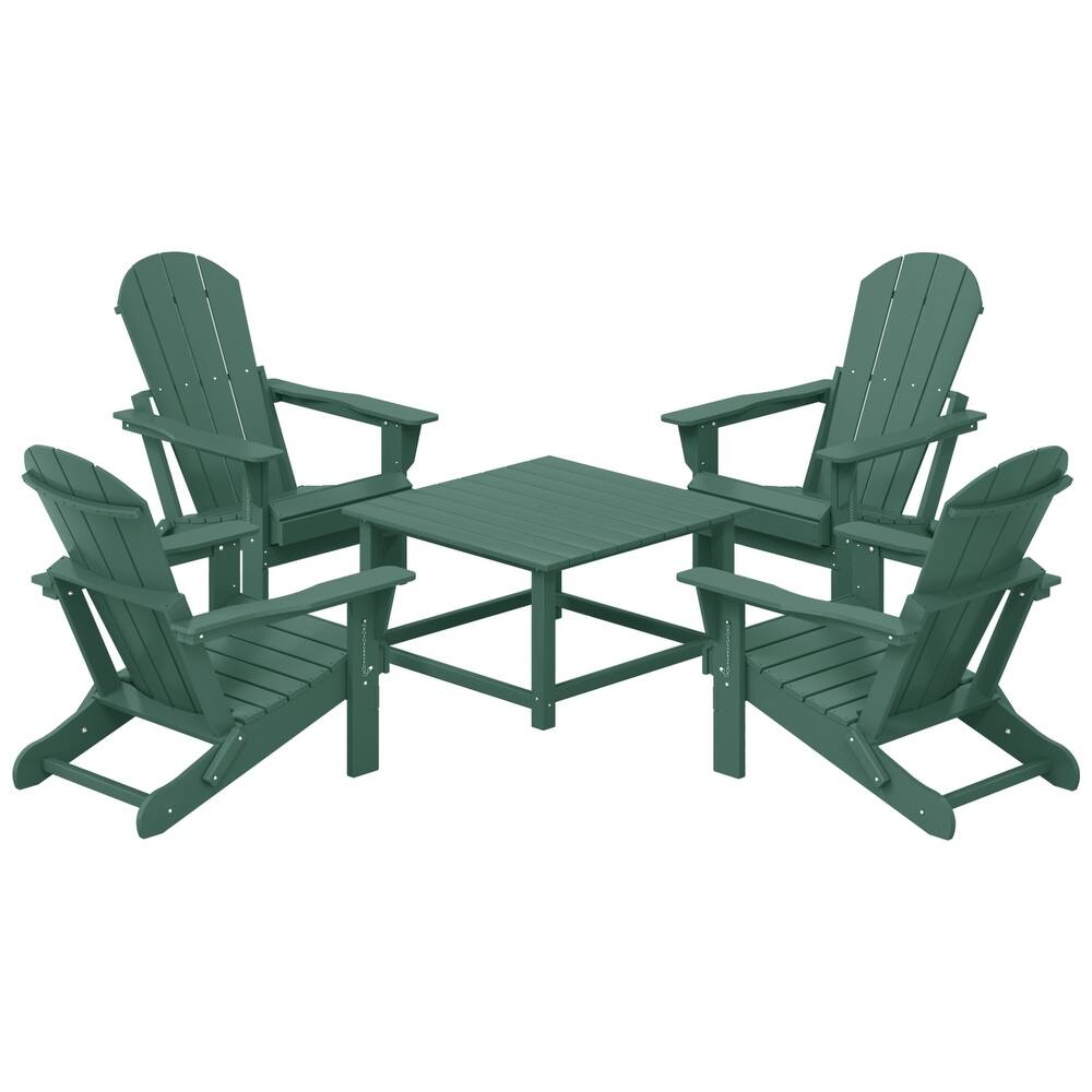 Laguna Outdoor 5-Piece Adirondack Chair With Square Coffee Table Conversation Set