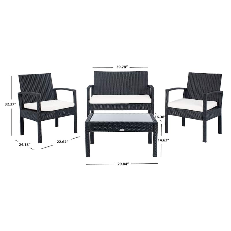 SAFAVIEH Outdoor Bassey 4-Piece Conversation Patio Set. - 39.78" x 24.18" x 32.37"