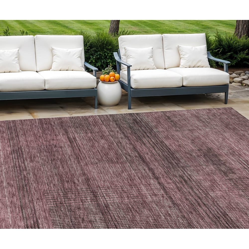 HomeRoots Striped Transitional Rectangle Outdoor Rug