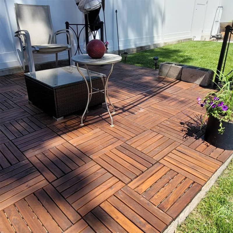 12" x 12" Square Patio Wood Interlocking Deck Tiles(Box of 10/20/30)