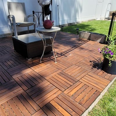 12" x 12" Square Patio Wood Interlocking Deck Tiles(Box of 10/20/30)