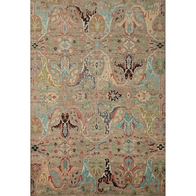 Hand Knotted Oriental 100% Wool Carpet Traditional All-Over Brown Ziegler Area Rug - 9' 3'' X 8' 0''
