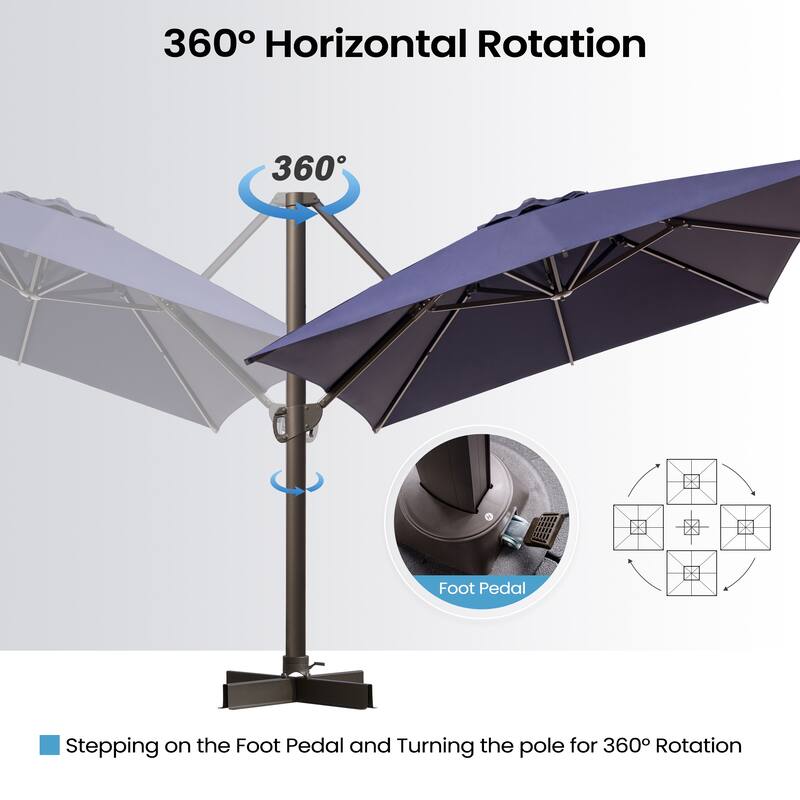 13 ft x 10 ft Luxury Outdoor Aluminum Patio Cantilever Offset Umbrella with Base Included