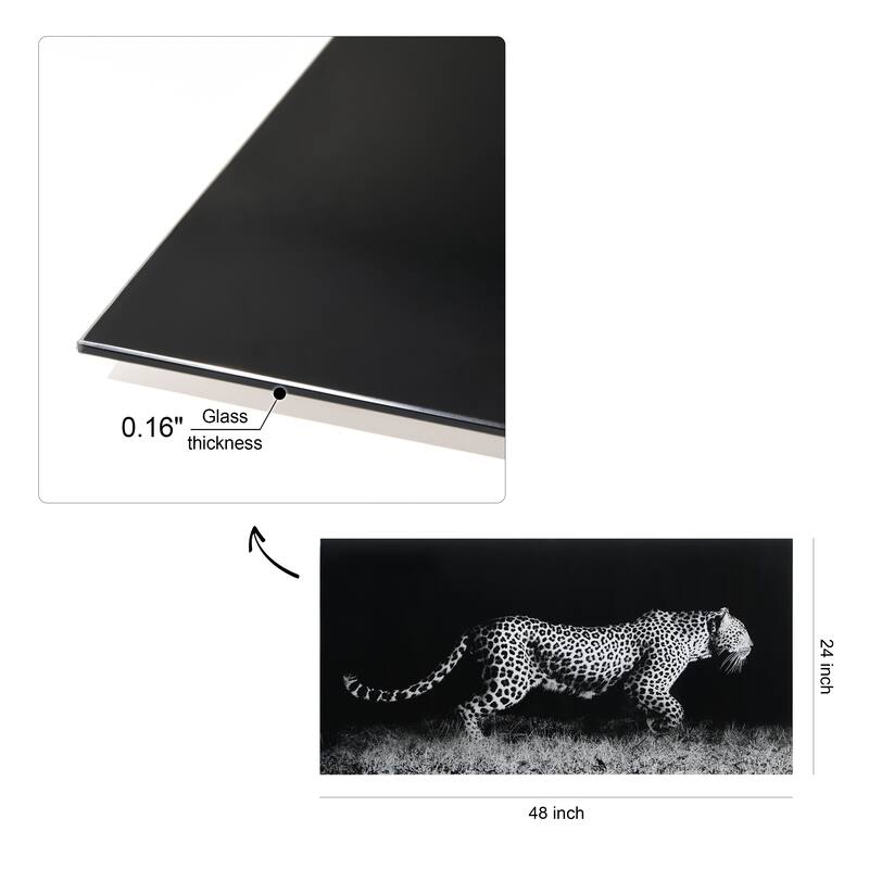 Leopard Wall Art Printed on Frameless Free Floating Tempered Glass