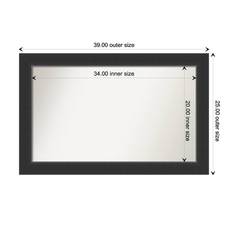 Corvino Black Framed Non-Beveled Custom Wall Mirror, Bathroom Vanity Mirror - Outer Size: 39 x 25