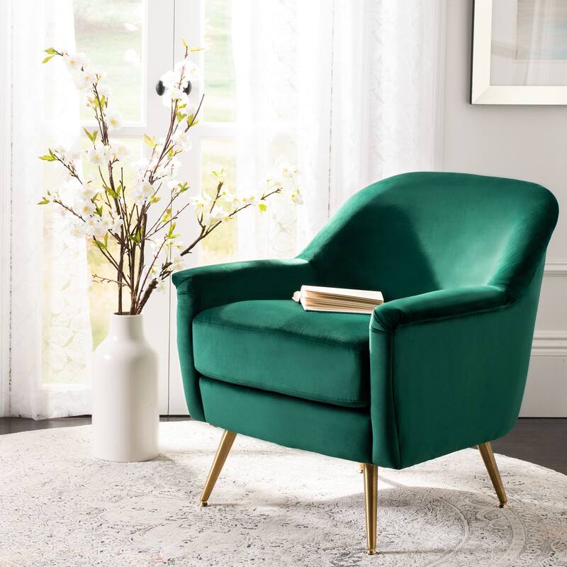 SAFAVIEH Brienne Mid-century Arm Chair - Emerald/Brass