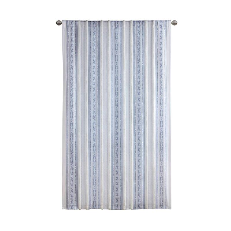Madison Park Isabella Poly Printed Curtain Panel with Tufted Stripe and Lining