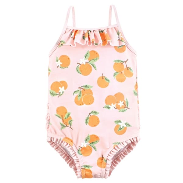 slide 1 of 1, Hudson Baby Girls Toddler Swimsuit, Citrus Orange 2T - Citrus Orange Toddler