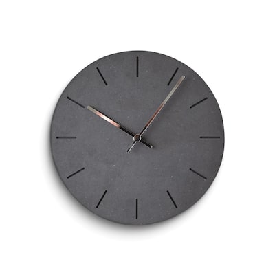 Curata Black Acrylic with Concrete Finish Battery Operated Quartz Wall Clock with Silent Movement