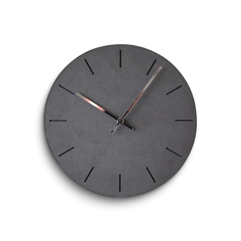 Curata Black Acrylic with Concrete Finish Battery Operated Quartz Wall