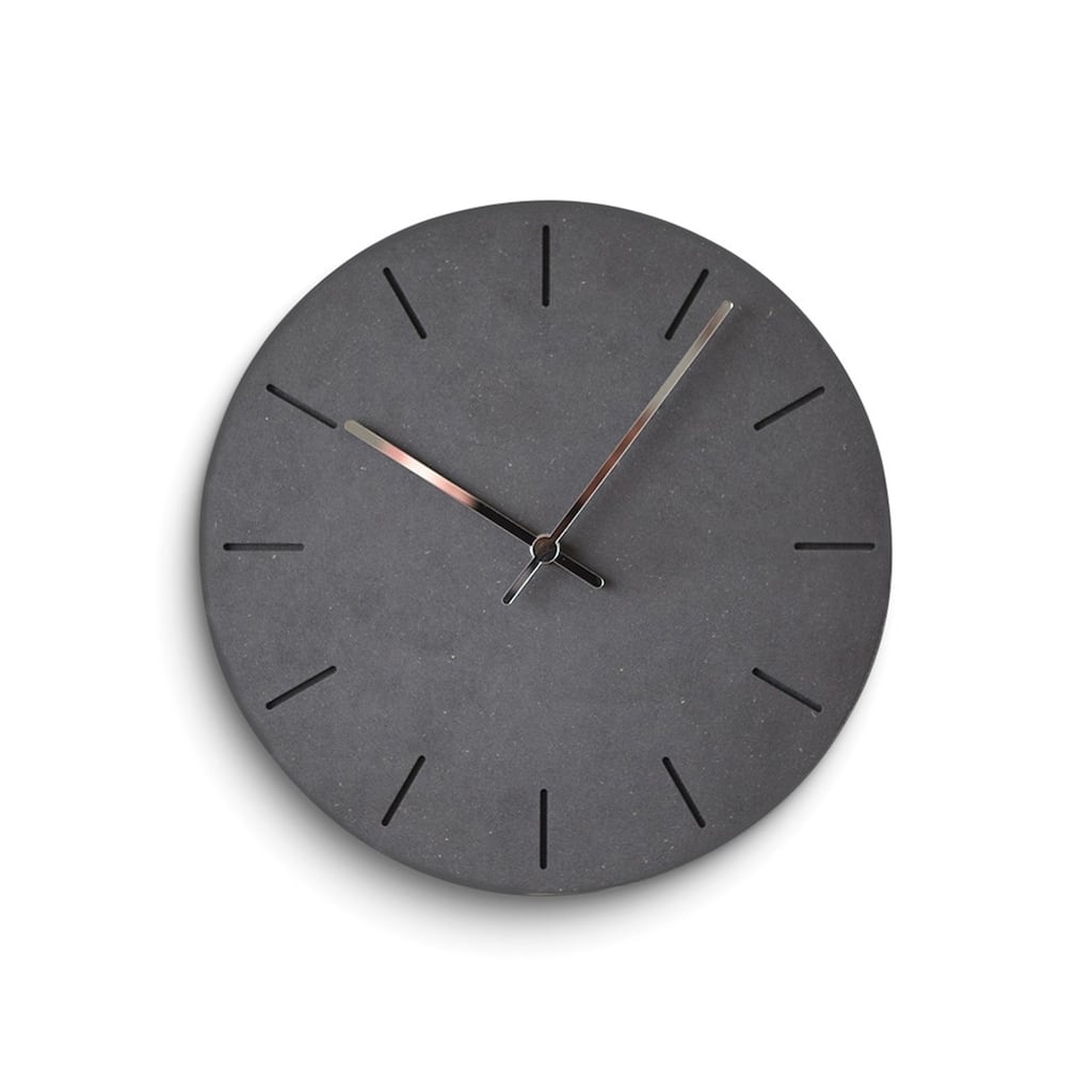 Curata Black Acrylic with Concrete Finish Battery Operated Quartz Wall Clock with Silent Movement