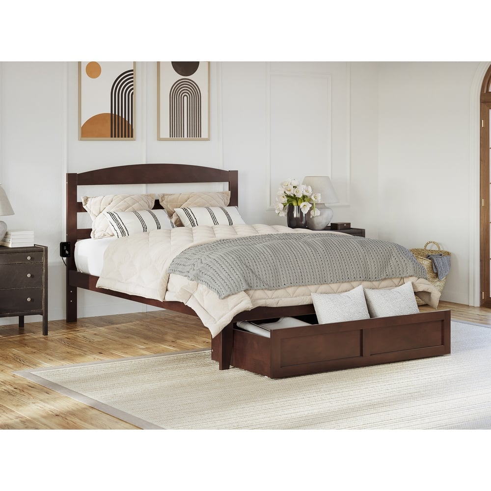 AFI Warren Platform Bed with Foot Drawer and Charging Station