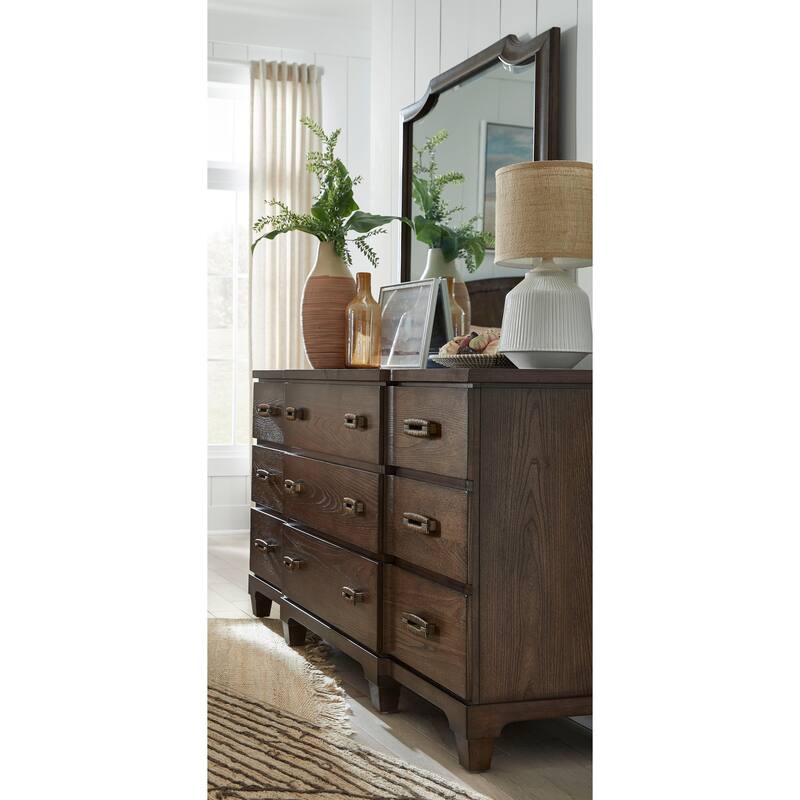 Salt Life Home Sugar Mill Spiced Rum Drawer Dresser With Shaped Mirror - 9-drawer