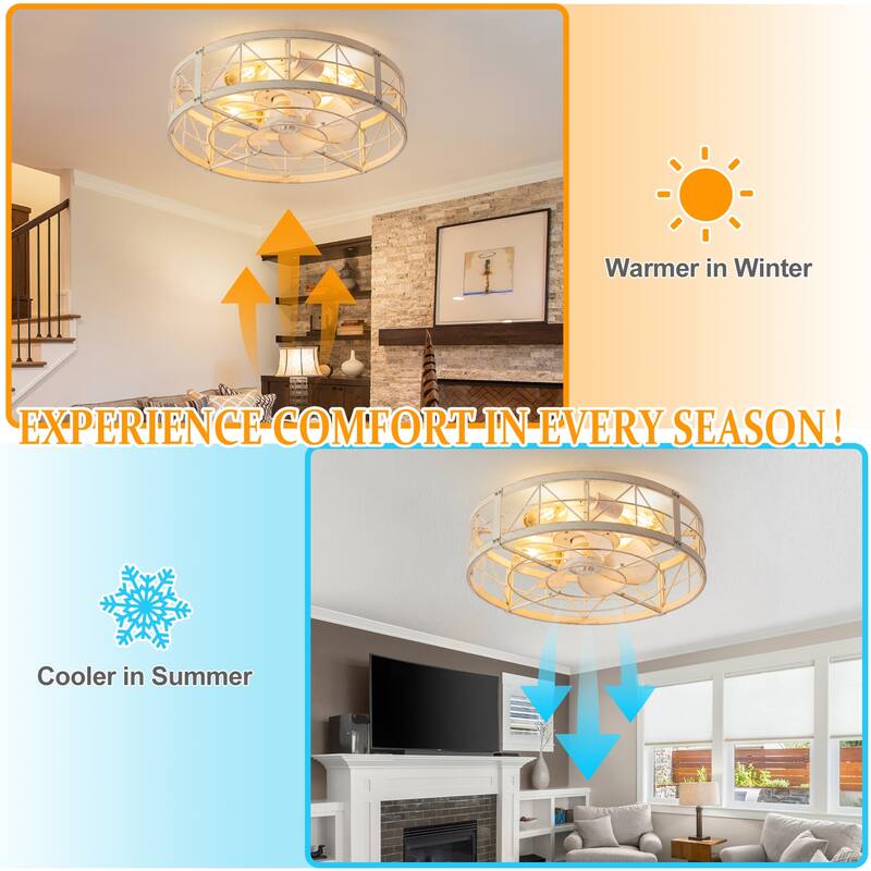 20-in Flush Mount Caged Ceiling Fan with Light Remote(7-Blade)