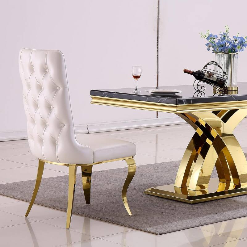 Silver Dining Room Table Set with 65 inch Table and Black Velvet Dining Chairs