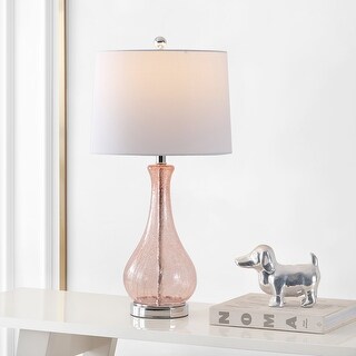 SAFAVIEH Lighting Finnley 28-inch Crackle Glass LED Table Lamp. - 14" W x 14" D x 28" H