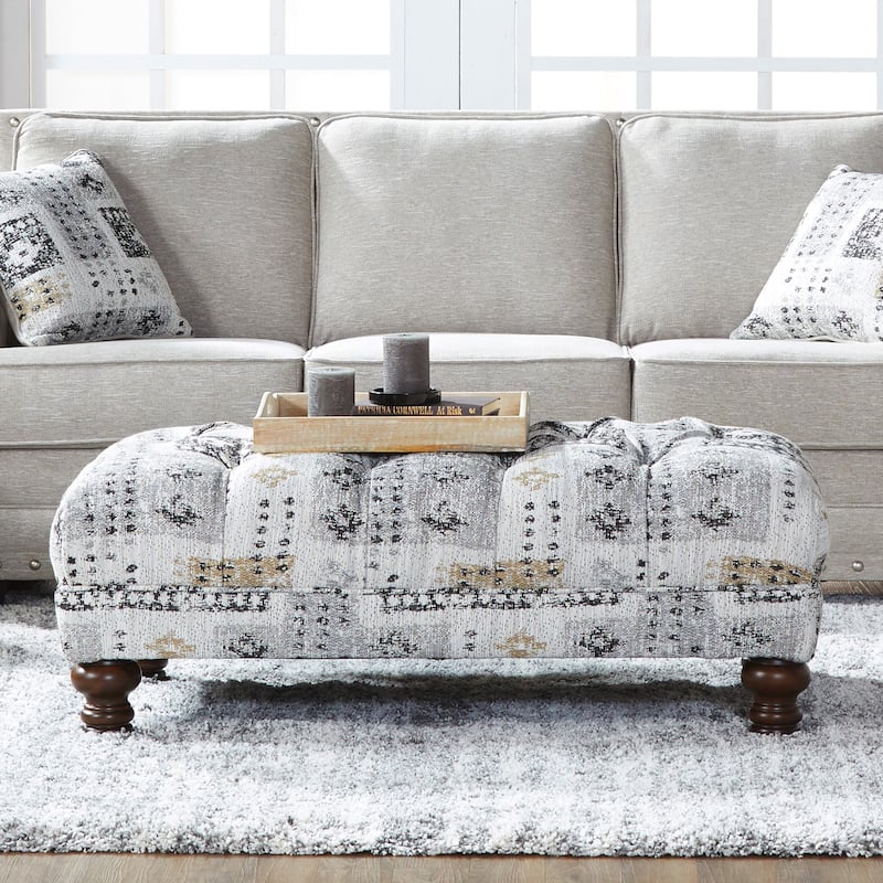 Roundhill Furniture Charbilia Fabric Tufted Cocktail Ottoman