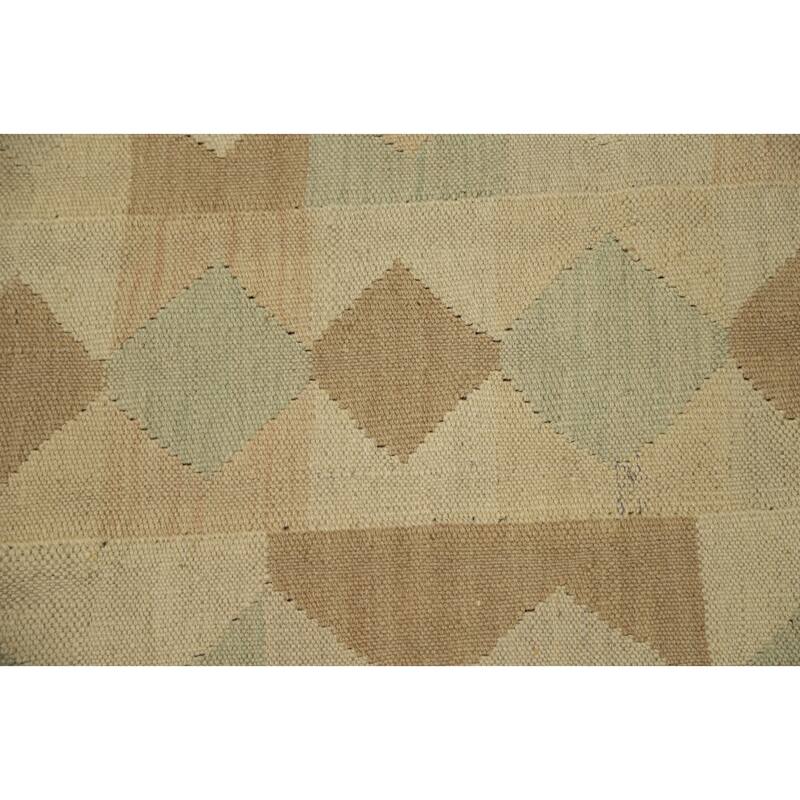 Hand Woven Oriental 100% Wool Carpet Southwestern Modern Multi-Colored Kilim Runner Rug - 8' 8'' X 3' 0''