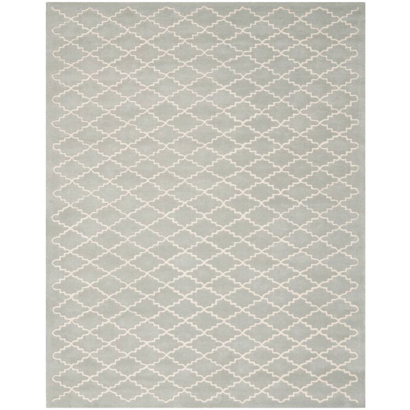 SAFAVIEH Handmade Chatham Slavna Modern Moroccan Wool Rug - 8' x 10' - Light Blue/Ivory