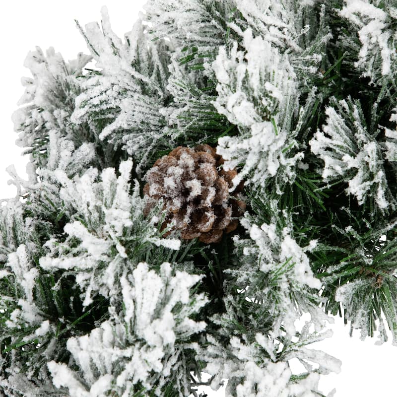 24" Snowy Flocked Angel Pine Pine Cones Artificial Christmas Wreath