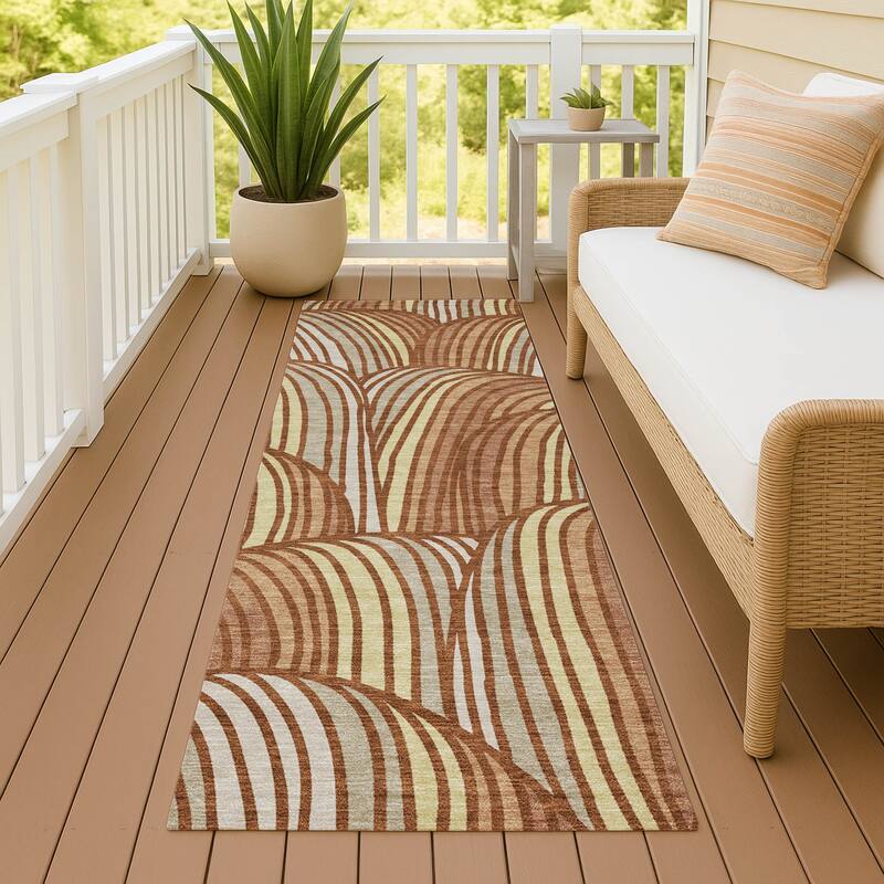 Machine Washable Indoor/ Outdoor Modern Parsons Chantille Rug - Paprika - 2'3" x 7'6"