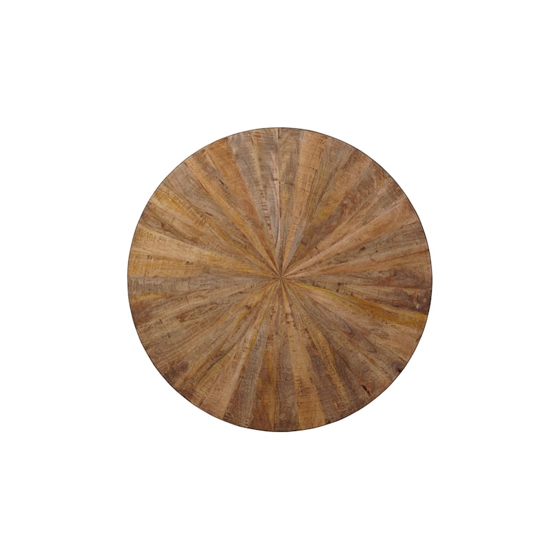 Handcrafted Round Coffee Table - 33" - Brown