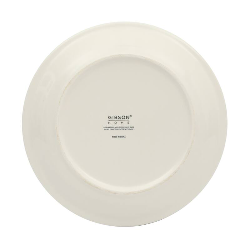 Gibson Home Kenwood Shores 16 Piece Stoneware Dinnerware Set, Hand-Painted Plates and Bowls, Service for 4