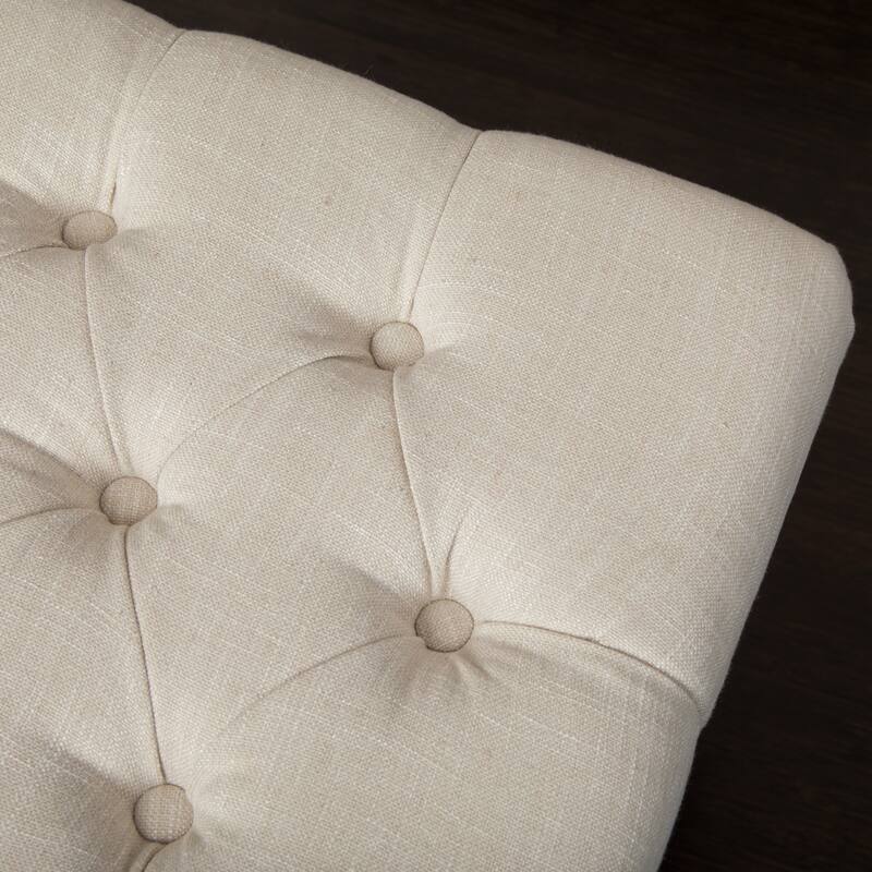 Roomfitters Upholstered Tufted Entryway Bench with Curved Wood Legs, Elegant Seating for Living Room or Bedroom