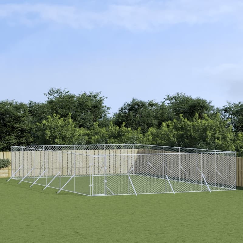 vidaXL Outdoor Dog Kennel Silver Multi-Size Galvanized Steel