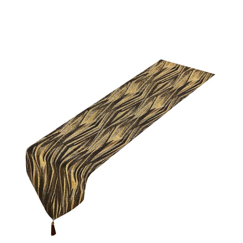 Violet Linen Tivoli Abstract Pattern Polyester Table Runner - 13" X 70" - Gold